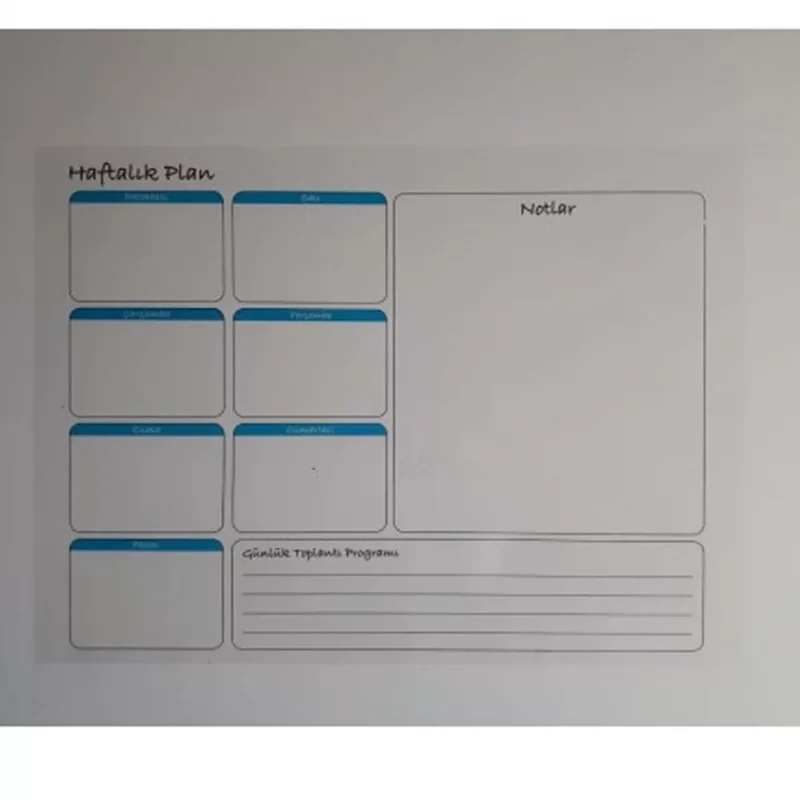 77X56 cm Haftalık Planlayıcı Kağıt Tahta
