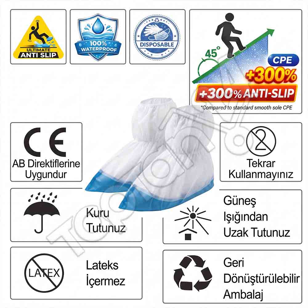 CPE Kaymaz Tabanlı Tela Bez Çizme Bot Galoş 13 CPE Kaymaz Tabanlı Tela Bez Çizme Bot Galoş - Görsel 13