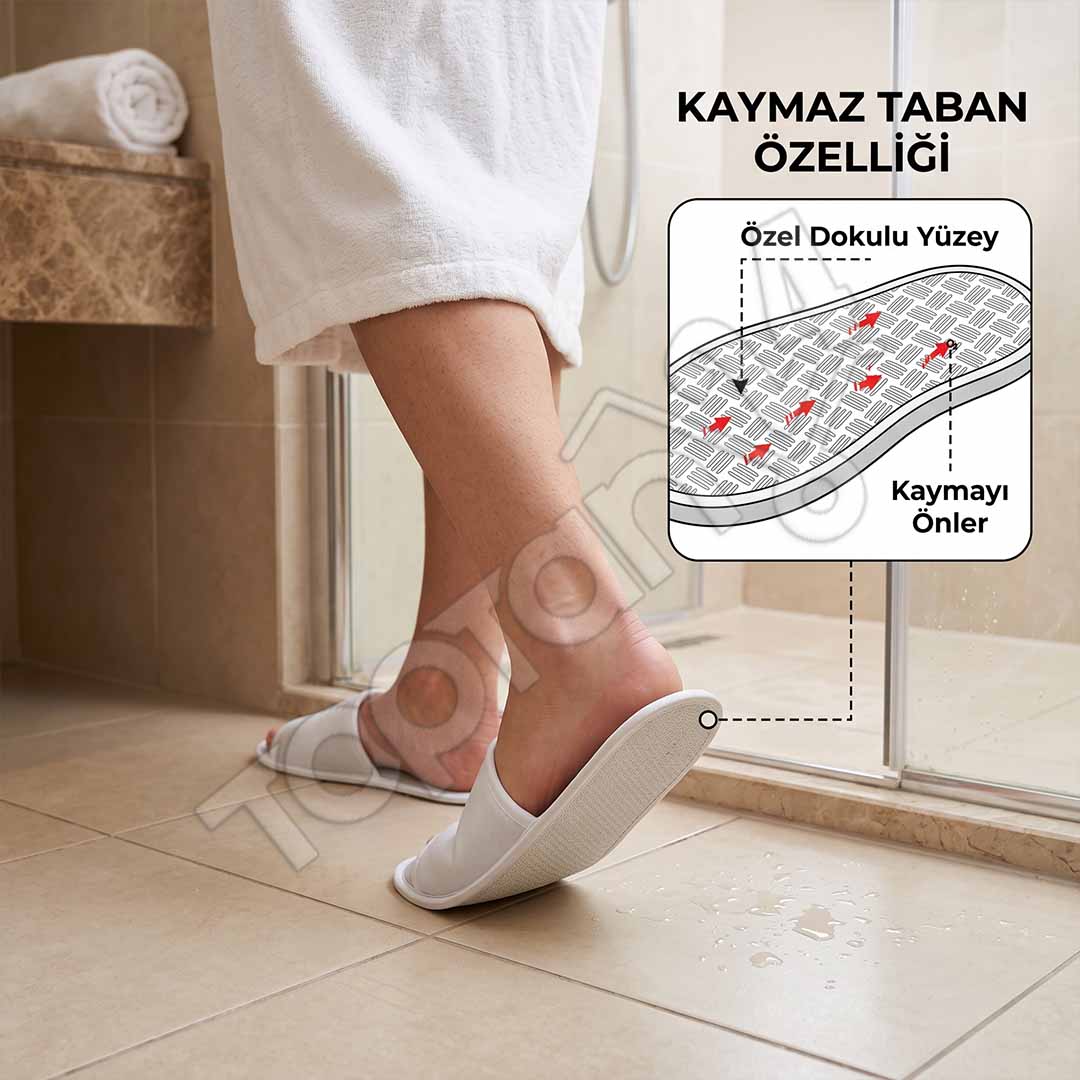 Gerçek Kaymaz Tabanlı Spa Terliği Önü Açık 6 Gerçek Kaymaz Tabanlı Spa Terliği Önü Açık - Görsel 6