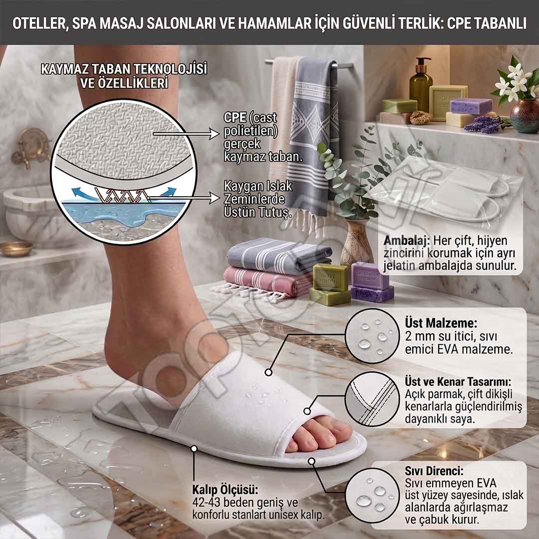 Gerçek Kaymaz Tabanlı Spa Terliği Önü Açık 10 Gerçek Kaymaz Tabanlı Spa Terliği Önü Açık - Görsel 10